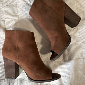 Carlos by Carlos Santana Chestnut Open-Toe Heeled Boots